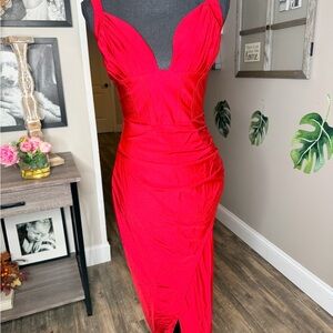 Fashion Nova Vibrant Red Asymmetrical Dress